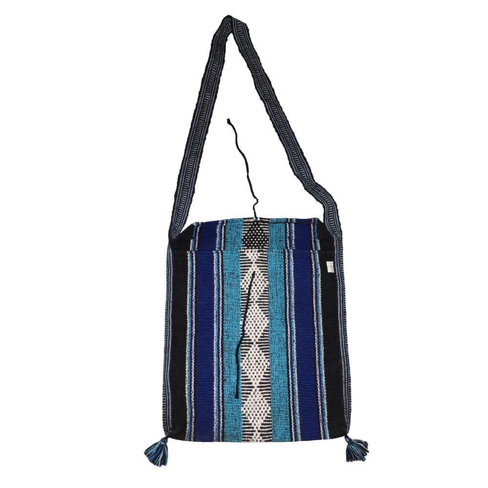 Vintage Lillo Woven‎ Crossbody/Shoulder Tote w/Tassels Blue
